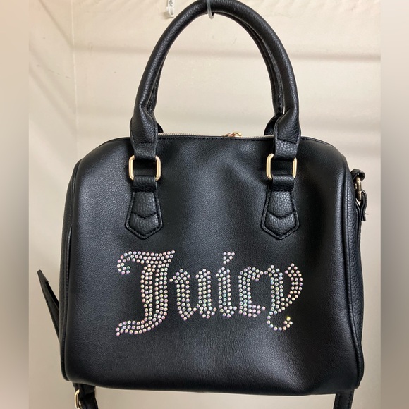 Juicy Couture Handbags - JUICY COUTURE SATCHEL BLACK WITH RHINESTONE leather amazing condition 🎉